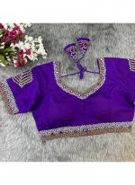 Pure Silk Purple Party Wear Hand Work Readymade Blouse